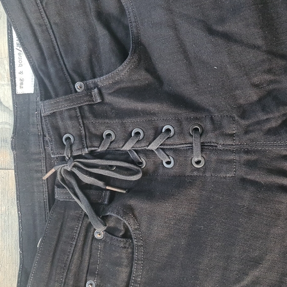 Rag & Bone Black Lace Up Skinny jeans. - Picture 3 of 9